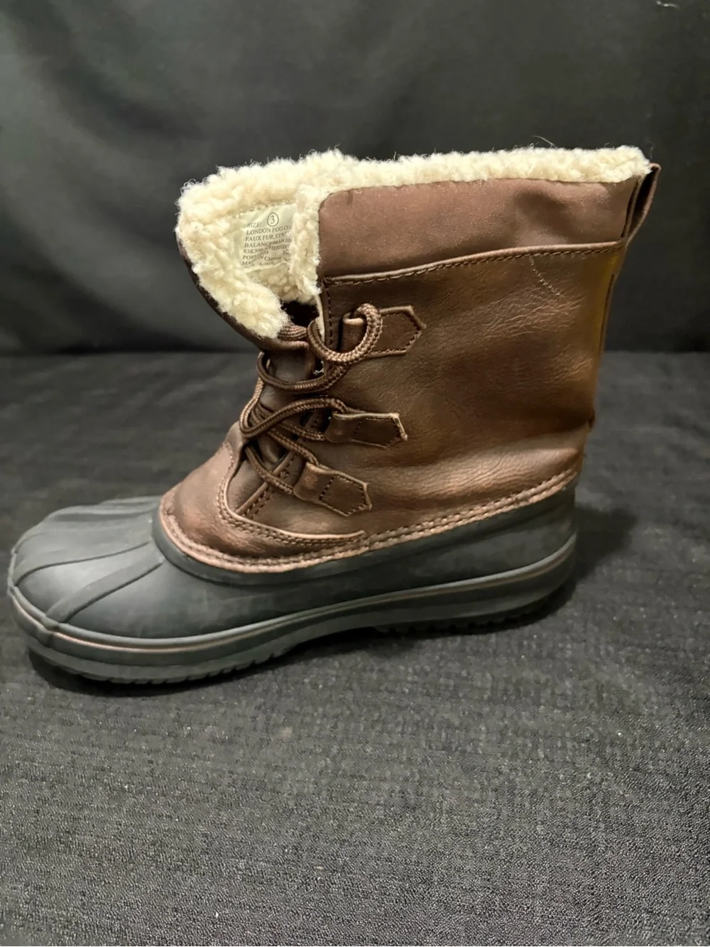 London Fog Boys Cheshire Snow Boots Brown Size 3